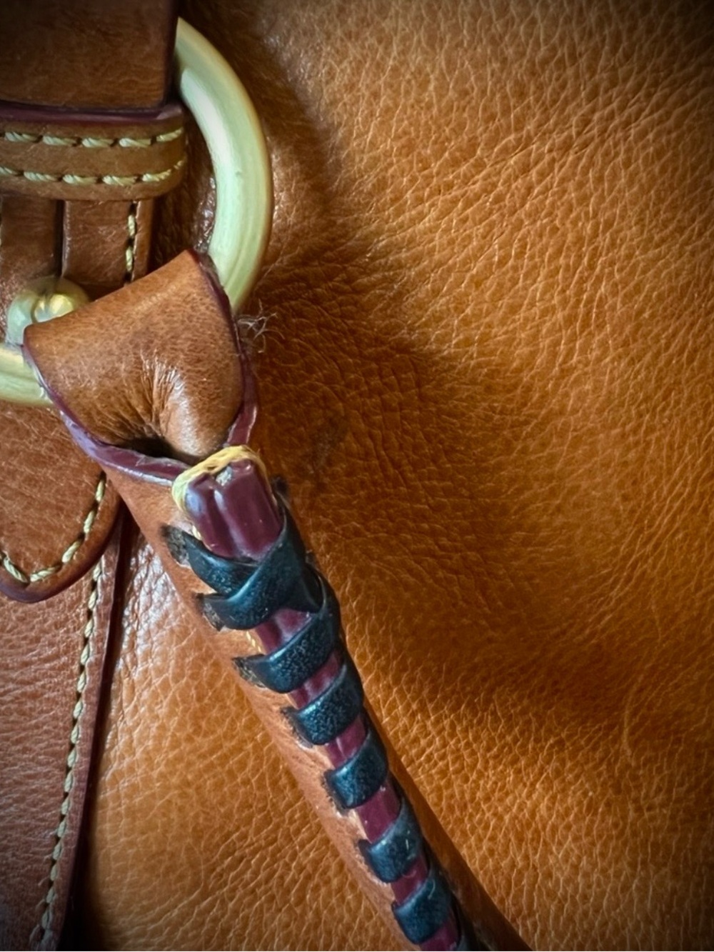 Dooney & Bourke Cognac Leather Satchel with Gold Hardware - Picture 6 of 13